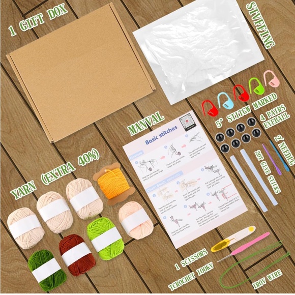 NEW! Crochet Kit Beginners Video Lessons 4 PC Cute Potted Plants Yarn Tassels - Picture 3 of 10